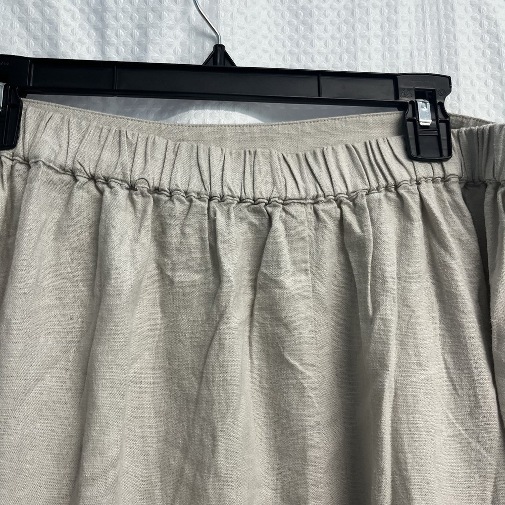 J.Crew Linen Blend Neutral Beige Faux Wrap Midi Skirt Minimalist Large - Picture 5 of 8